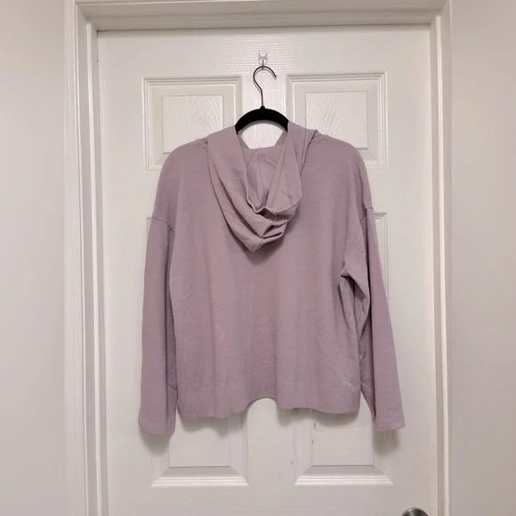 NWT EILEEN FISHER Waffle Cotton Blend Doubleknit Hooded Top in Lunette - Picture 9 of 11